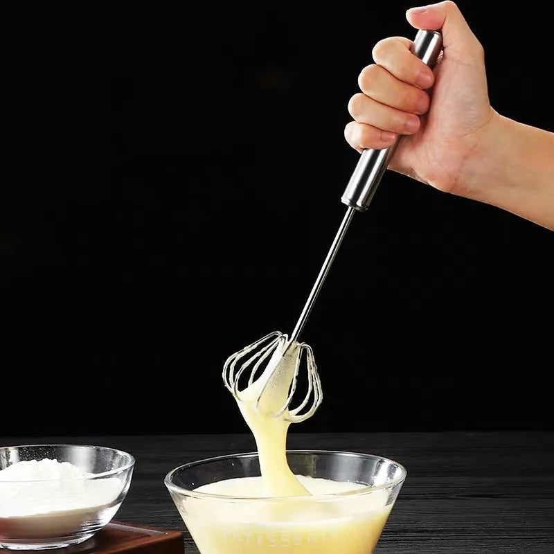 Semi Automatic Mixer Whisk Egg Beater Stainless Steel Manual Hand Mixer Self-Turning Cream Utensils Kitchen Mixer Egg Tools