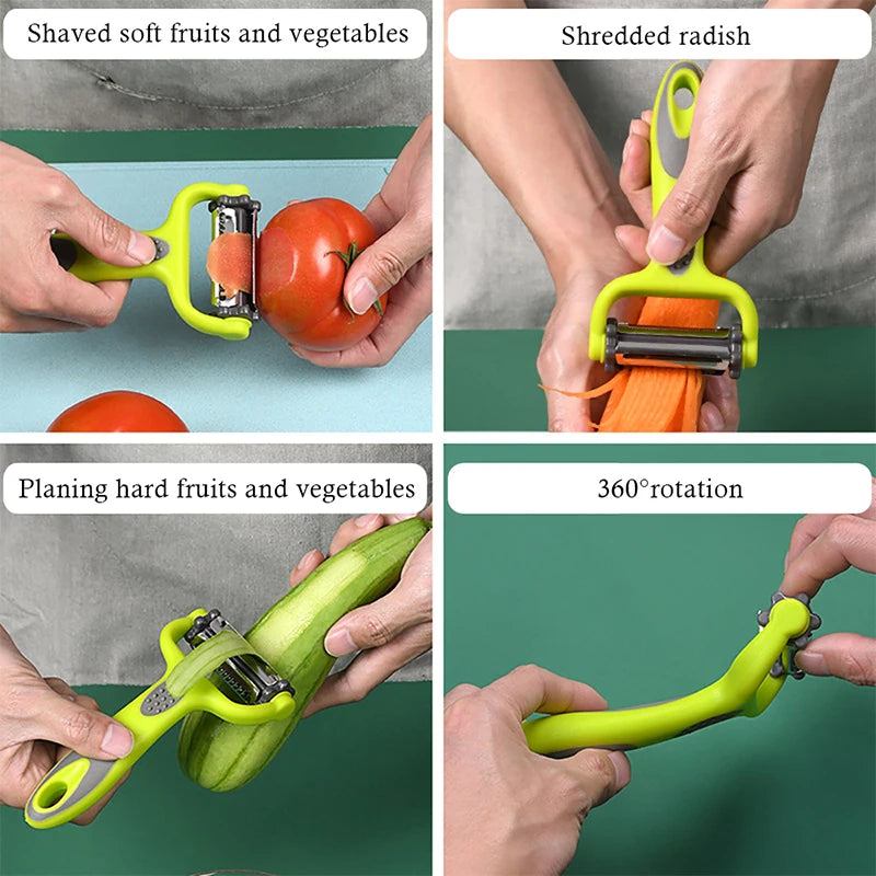 PrepWhirl Trio Deluxe: The Multi-Blade Rotary Peeler, Slicer & Grater for Culinary Creations