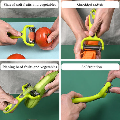 PrepWhirl Trio Deluxe: The Multi-Blade Rotary Peeler, Slicer & Grater for Culinary Creations