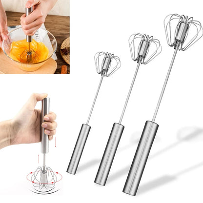 Semi Automatic Mixer Whisk Egg Beater Stainless Steel Manual Hand Mixer Self-Turning Cream Utensils Kitchen Mixer Egg Tools