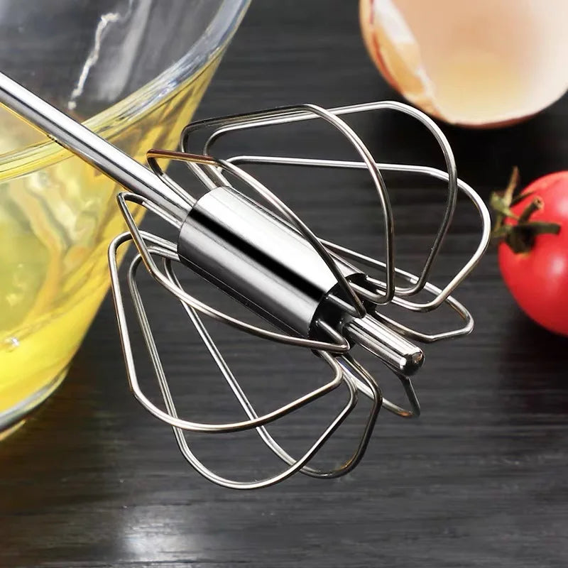 Semi Automatic Mixer Whisk Egg Beater Stainless Steel Manual Hand Mixer Self-Turning Cream Utensils Kitchen Mixer Egg Tools